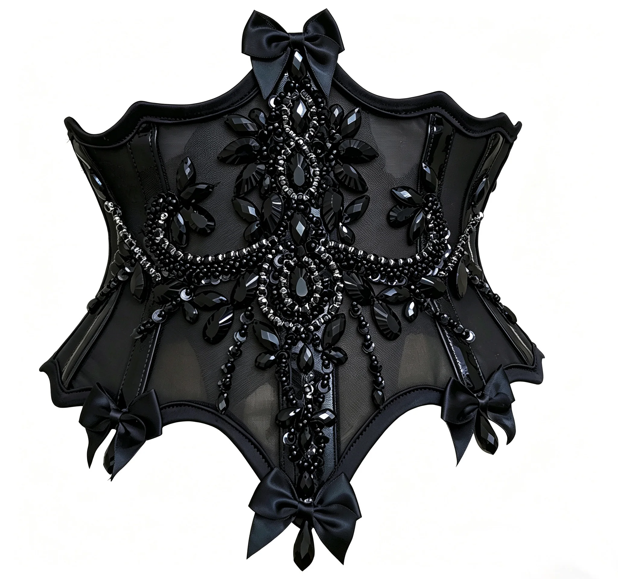 Annzley 2026 Steel Boned Cropped Corset for Women, Gothic Beaded Embellished Short Waist Cincher