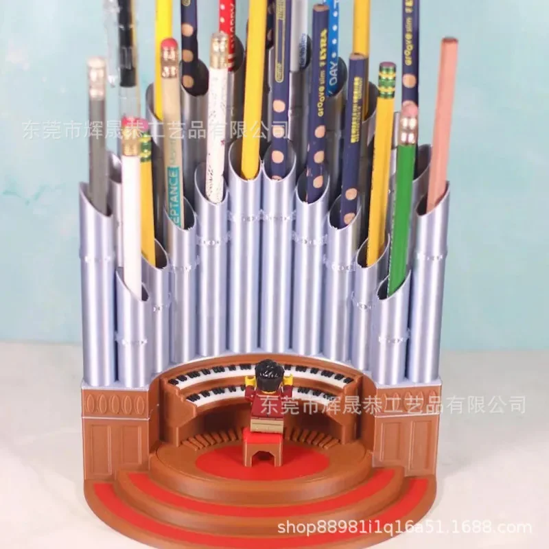 Creative Pipe Organ Pen Pencil Holder Funny Pipe Organ Tabletop Ornament 3D Printe Pipe Pen Organizer For Home Office Gift