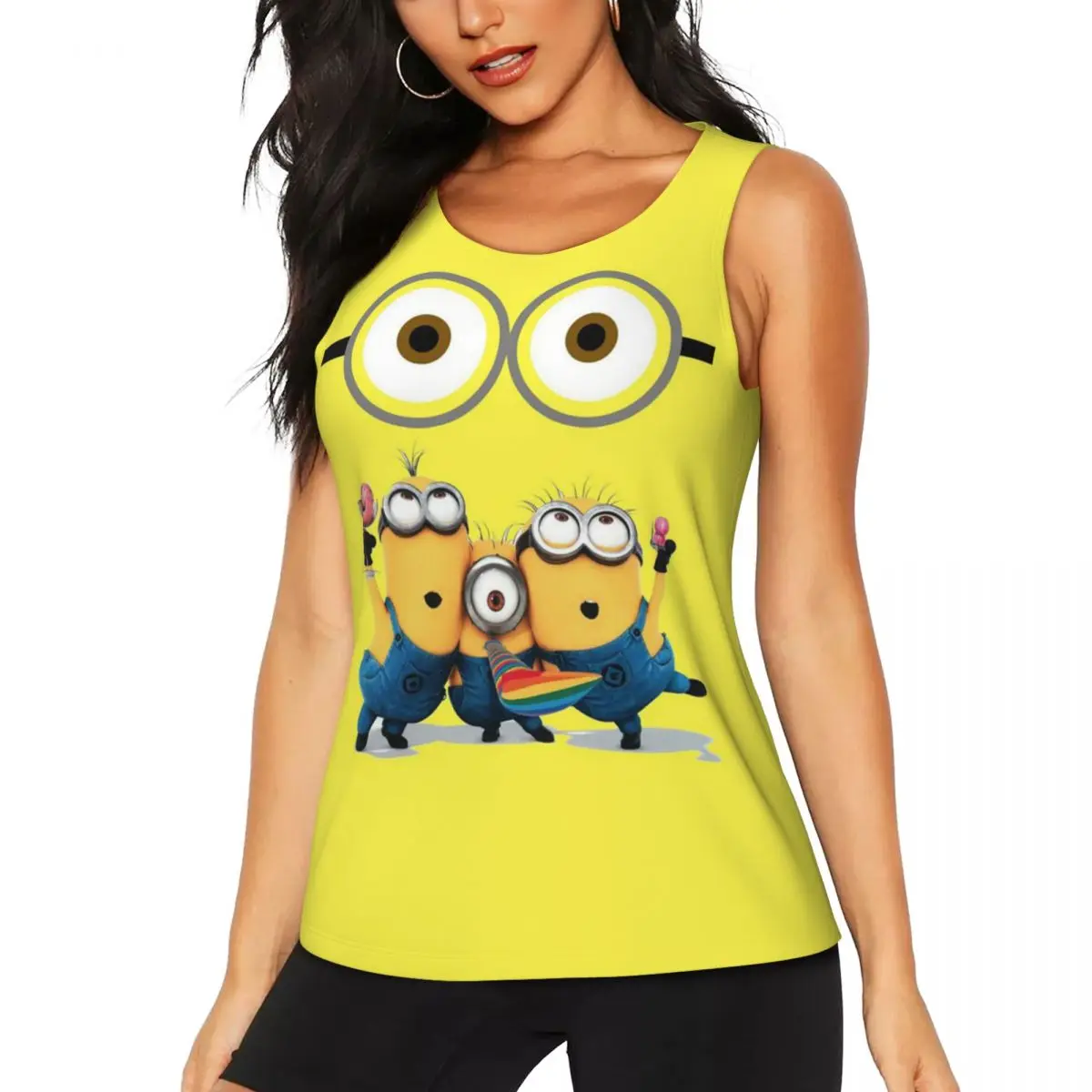 

Custom Minions Animes Workout Tank Tops Women Quick Dry Sleeveless Yoga Shirt