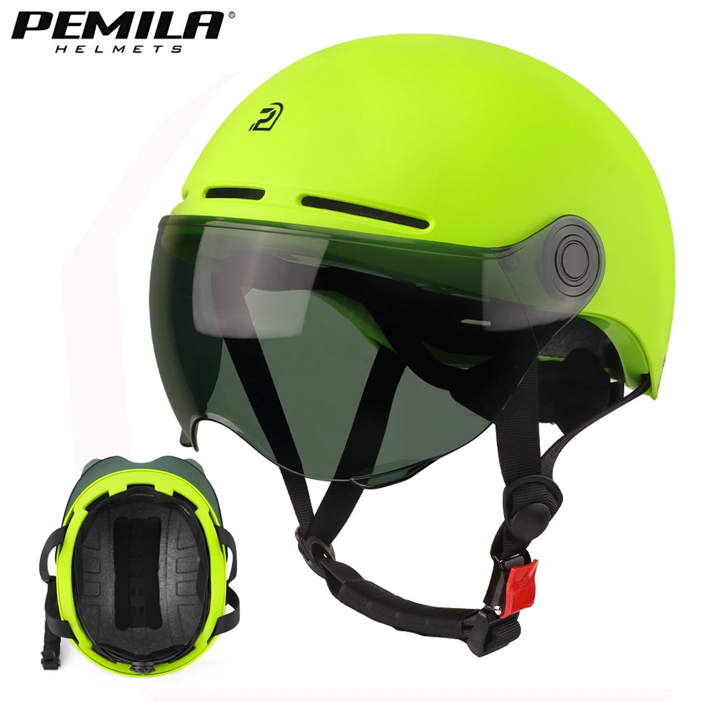 PEMILA Bicycle Helmet With Goggles Cycling Helmet With Full Edge Wrapping Technology MTB Road Mountain Bike Helmet For Men Women