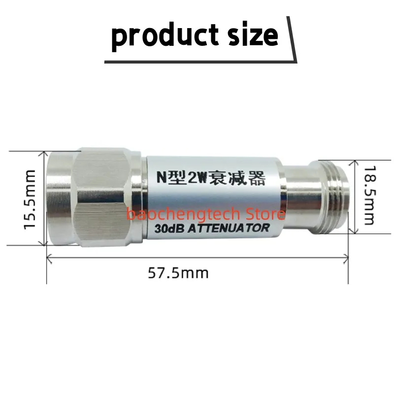 2WATTS N-type fixed attenuator 3DB 5DB 6DB 10DB 15DB 20DB 30dB N-JK 2W DC-3GHZ RF coaxial attenuatorDC- 6G