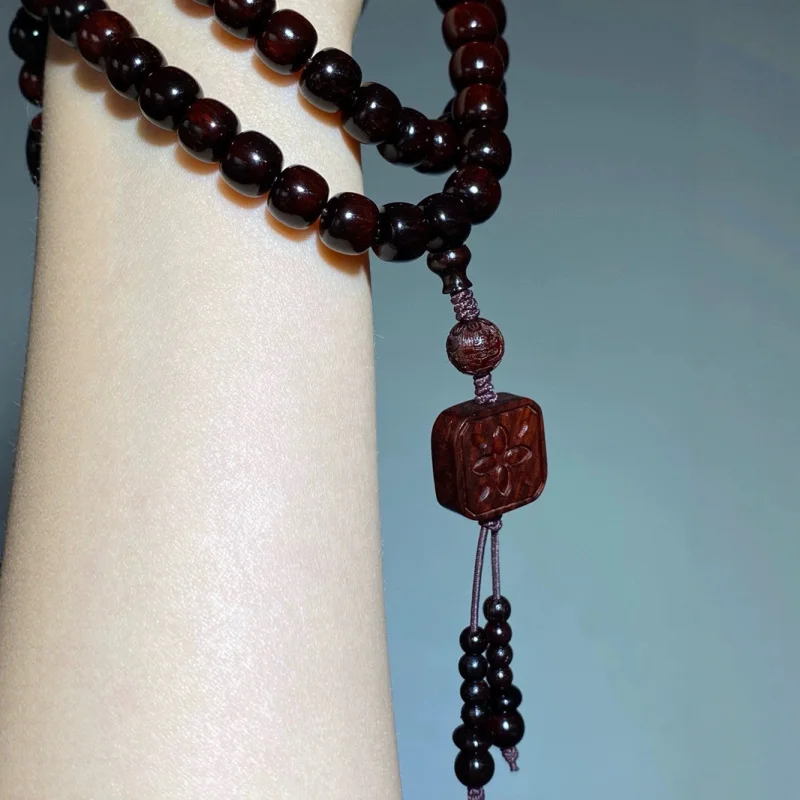 Indian small-leaf rosewood 7*8 108 Buddhist for men and women, sandalwood prayer beads bracelet