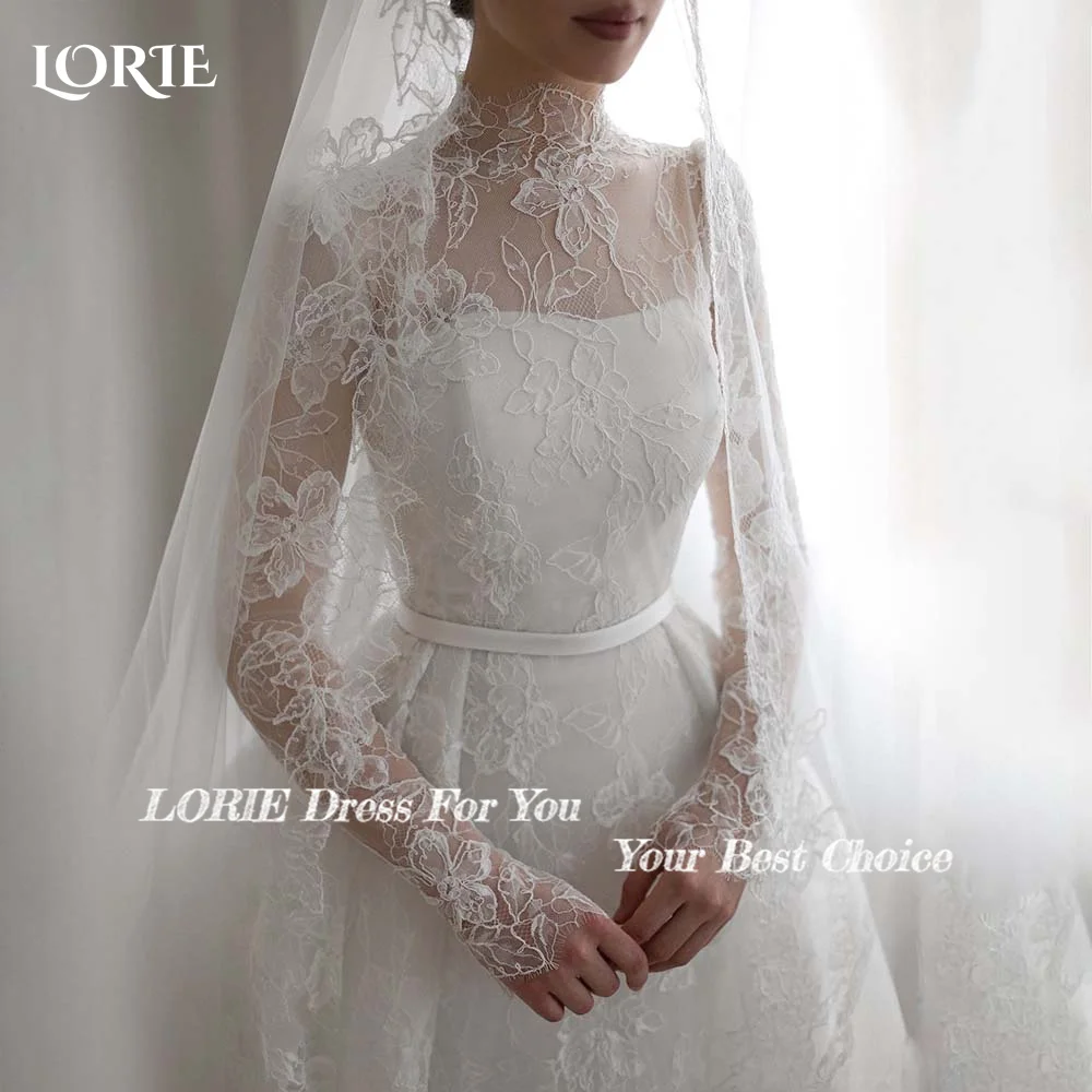 

LORIE Tulle Wedding Dress Sweetheart Long Sleeve A-line Lace Appliques Bride Gown Elegant Boho Bride Dress vestidos de novia