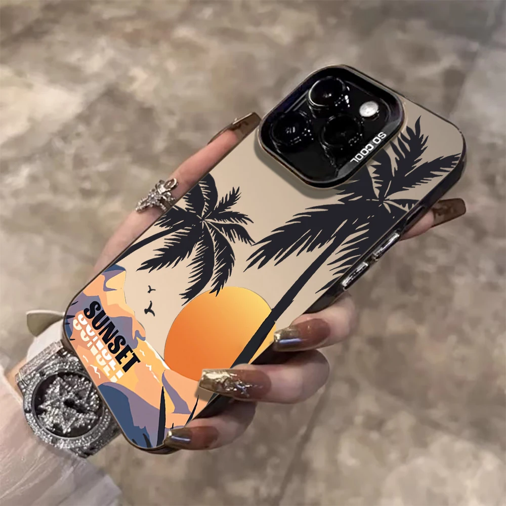 Für iPhone 16 17 Pro Max Hüllen iPhone 11 12 13 ProMax 14 15 Plus 8 XS XR Stoßfeste IMD-Hüllen Strand Kokospalmen Landschafts-Case – Detail 9