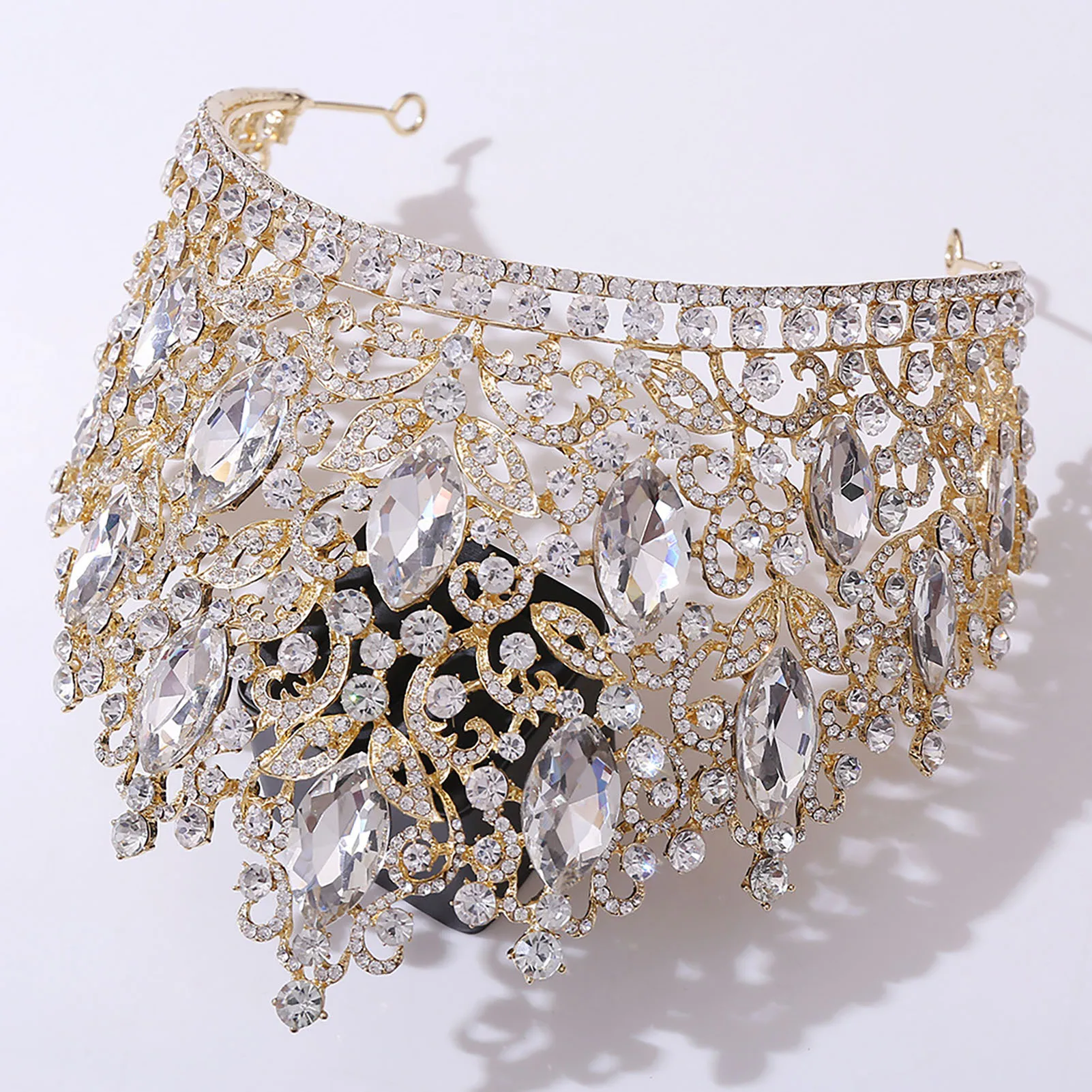 Wedding Tiara Crown Hair Comb Women Hair Accessories Colorful Rhinestone Tiara for Masquerade Ball Banquet Cosplay image 2