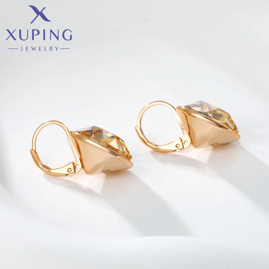 Xuping Jewelry New Trendy Elegant Charm Style Round Crystal Stone Earring Gold Color Earrings for Women Girl Jewellery Gift