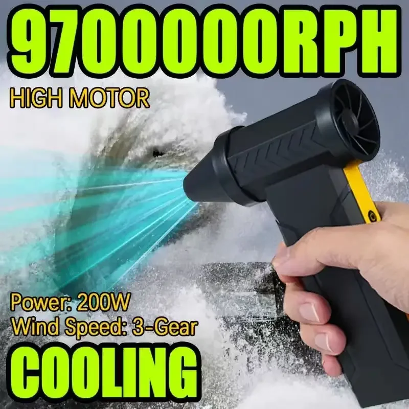 

9700000RPH Супер бесщеточный двигатель, электрическая воздушная тряпка, высокоскоростной турбо-сильный вентилятор, перезаряжаемый через USB, мощный пылесборник, 60 м/с