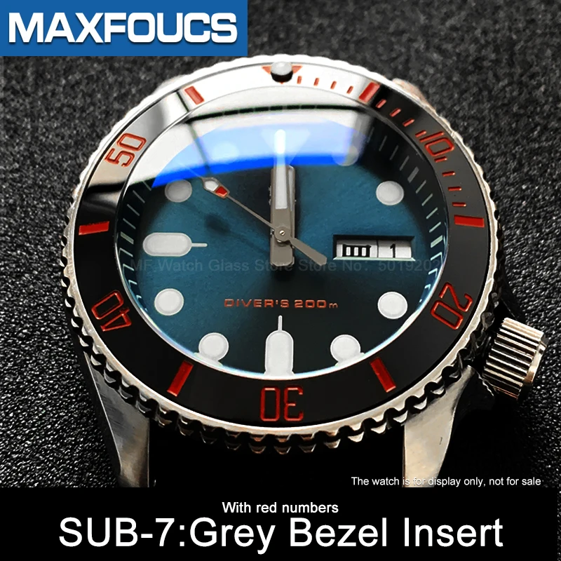 Sloped ceramic bezel insert 38*30.6mm  Sub style Luminous pip at 12 For SKX007 SKX011 for Rlx SUBMARINER MOD watch parts