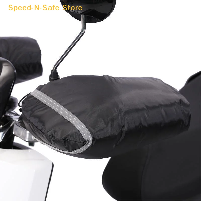 Motorcycle Thermal Windproof Handlebar Gloves with Reflective Strip Warm Cover for Scooter Winter Outdoor Leisure Riding