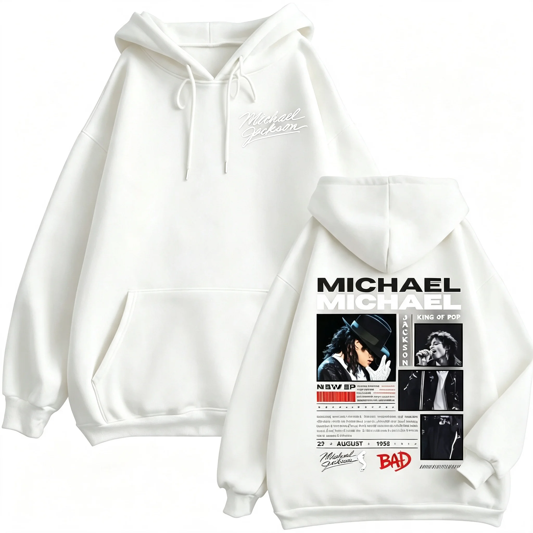 Sänger Michael Jackson Klassische Zipper-Hoodies Rock-Mode Vintage Zip-Up Pullover für Männer und Frauen Lässige Langarm-Sweatshirts – Detail 15