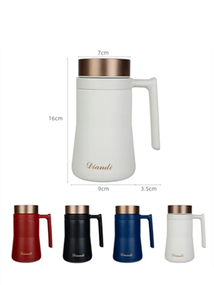 316 Stainless Steel Double Wall Thermos Mug For Tea With Tea Infuser Vaccum Coffee Thermal Mug With Handle For Car Office Home