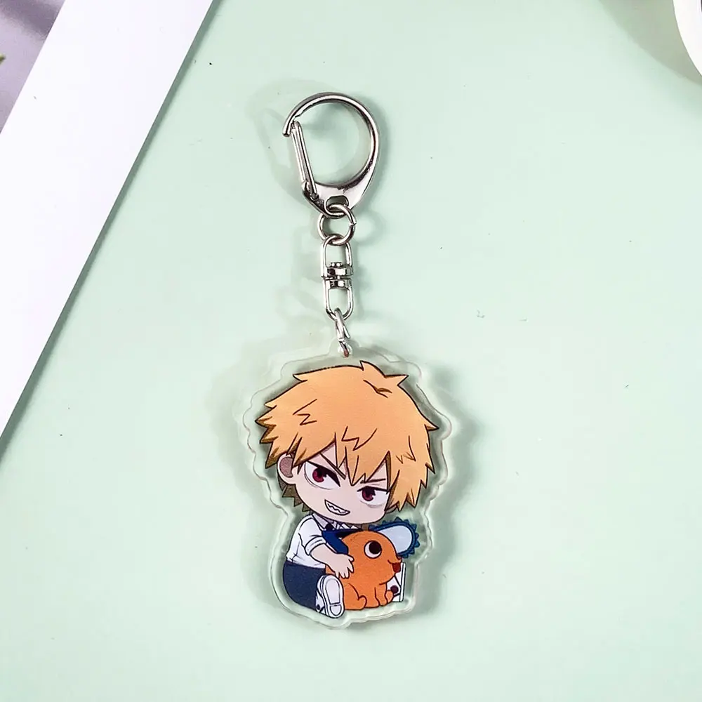 أنيمي بالمنشار رجل الاكريليك الكلاسيكية المفاتيح اكسسوارات مضحك حقيبة الظهر قلادة الإبداعية خاتم مفتاح هدايا للأصدقاء