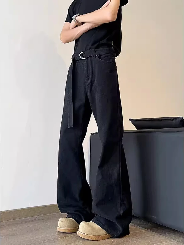 

Мужские джинсы American High Street Knife: весенне-осенние, стильные, с поясом, прямые, расклешенные, повседневные, длинные брюки