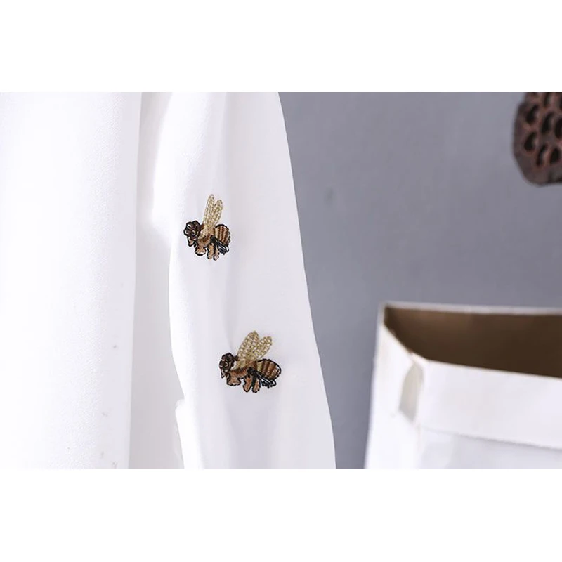 Funny Kawaii Bee Embroidery V Neck Short Sleeve Shirt for Women 2023 Summer Casual Black White Ruffle Loose Chiffon Blouses Tops