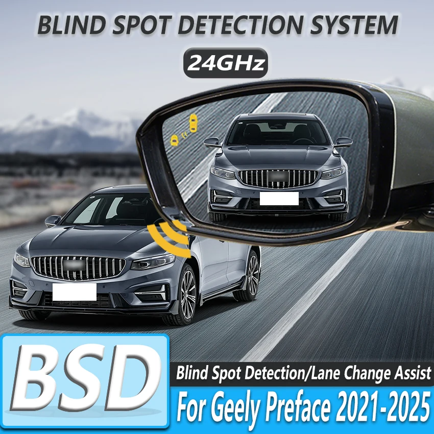 Car Blind Spot Monitoring For Geely Preface 2021-2025 BSD BSM Radar Detection System Microwave Sensor Assistant Driving Security