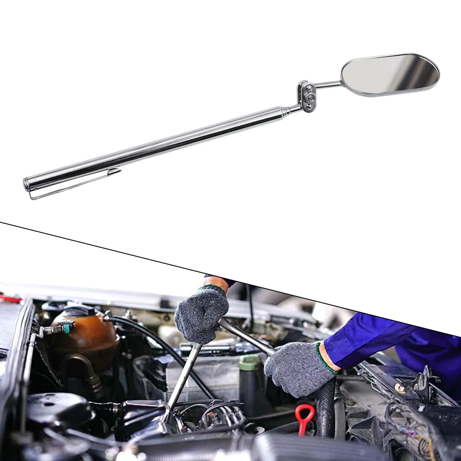 Telescoping Inspection Mirror 360 Swivel Multipurpose Metal Mechanics Mirror Observing Vehicle Small Details Car Accessories