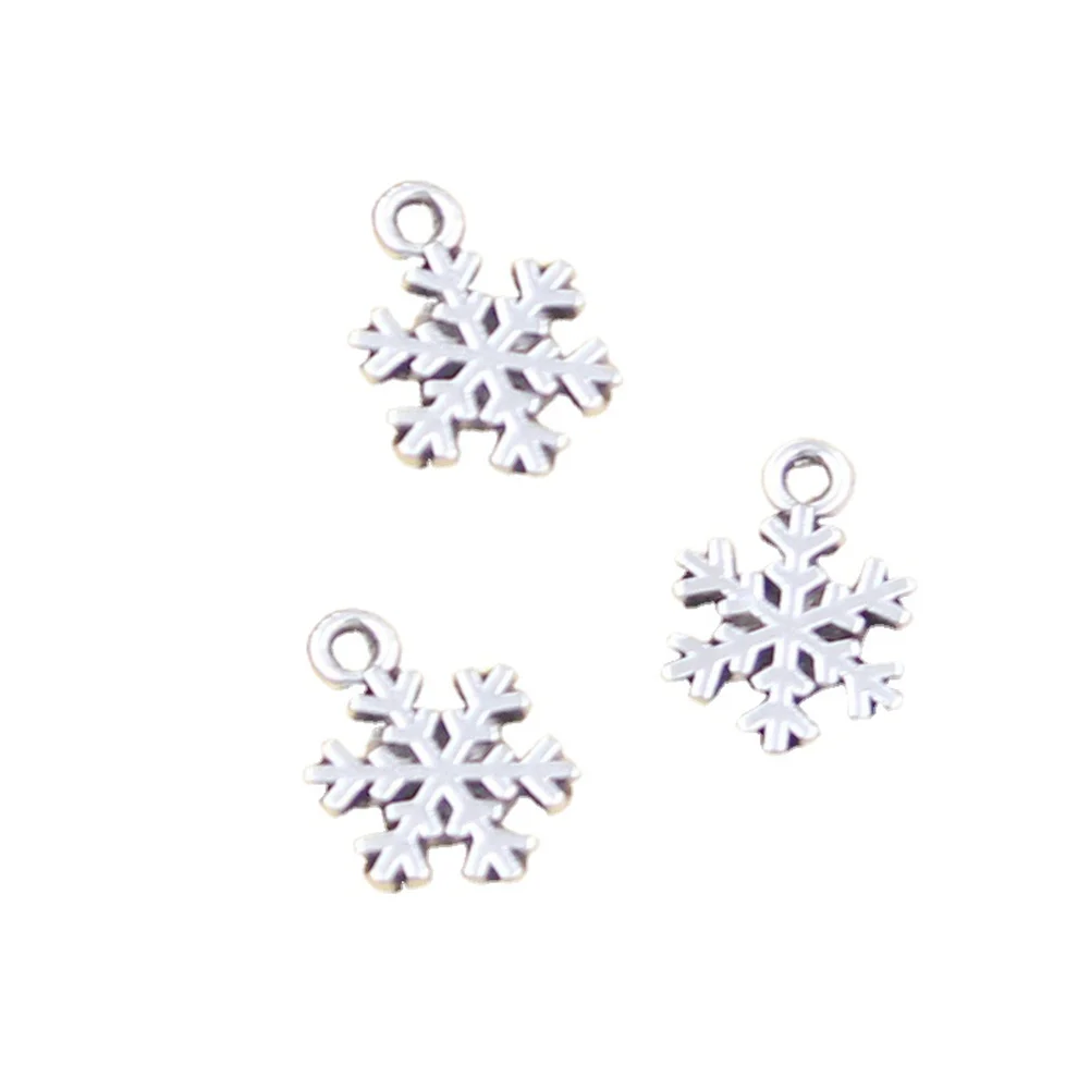 30 sztuk Charms śnieg płatek śniegu 14x10mm antyczne srebro kolorowe wisiorki dokonywanie DIY Handmade tybetański znalezienie biżuterii