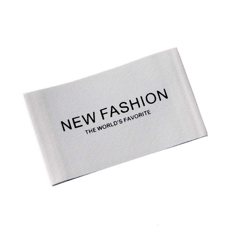 Custom White Clothing Label brand organic Cotton Ribbon Labels  Matte tape color printing Washable logo or text sewing Label