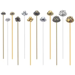 10pcs/lot Metal Flower Head Pins Needles Ball Bead Headpins Connector For Jewelry Making Findings Accessories DIY Supplies