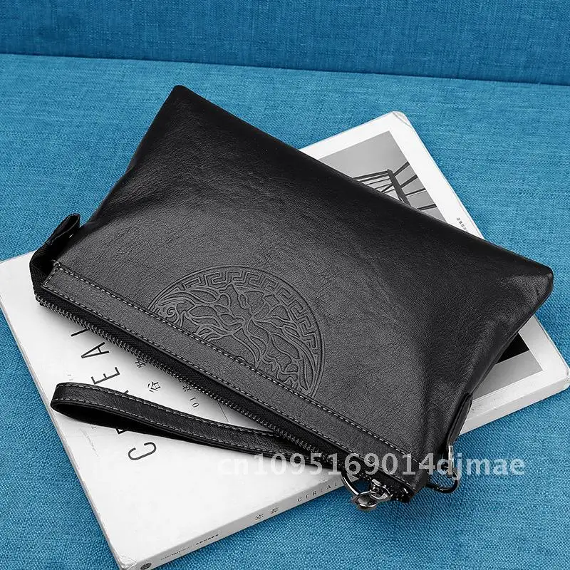 

Katie Kangaroo Men's Large Capacity Handbag Casual PU Leather Envelope Clutch Bag Urban Minimalist Solid Color Waterproof