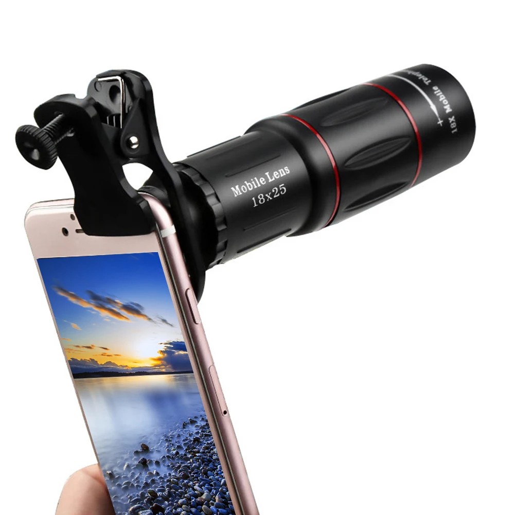 18/28/36X Monocular Telescope Clip-On Zoom Phone Camera Telephoto Lens Optical Telescope Lens for Camping Hunting Sports