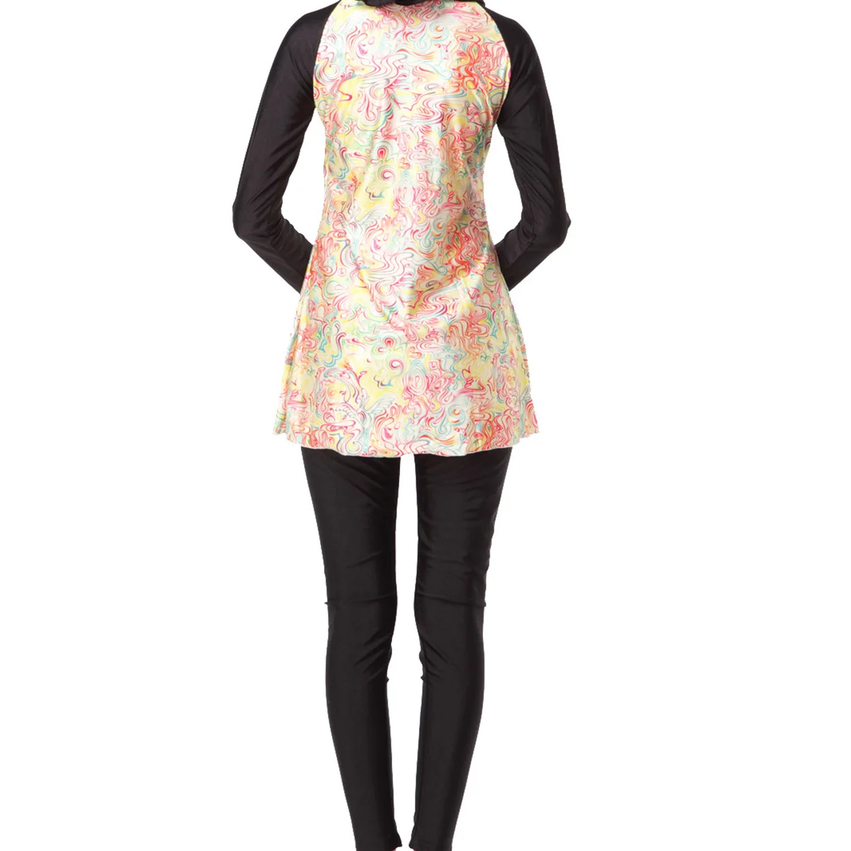 

New Muslim Burkini conservative swimsuit geometric print long sleeve trousers sun protection beach swimsuit three-piece swimsuit