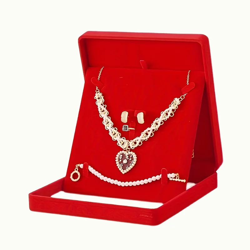 

Velvet Jewelry Box Set Composite Material Organizer for Ring Earring Necklace Pendant Gift Packaging Storage Case