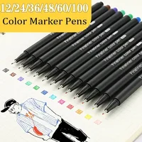 Bolígrafos de línea fina de 12-100 colores, marcadores de acuarela de punta fina de 0,4mm para bocetos de Arte Manga, papelería escolar, suministros de oficina para artistas