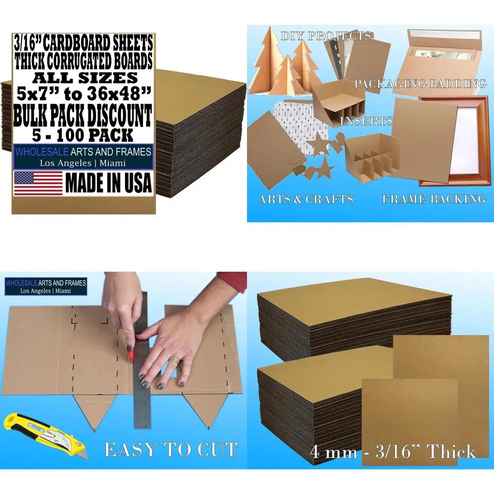 Large 24x36 Cardboard Sheets 25 Pack 3/16 Thick Corrugated Blanks for Dividers and Inserts
