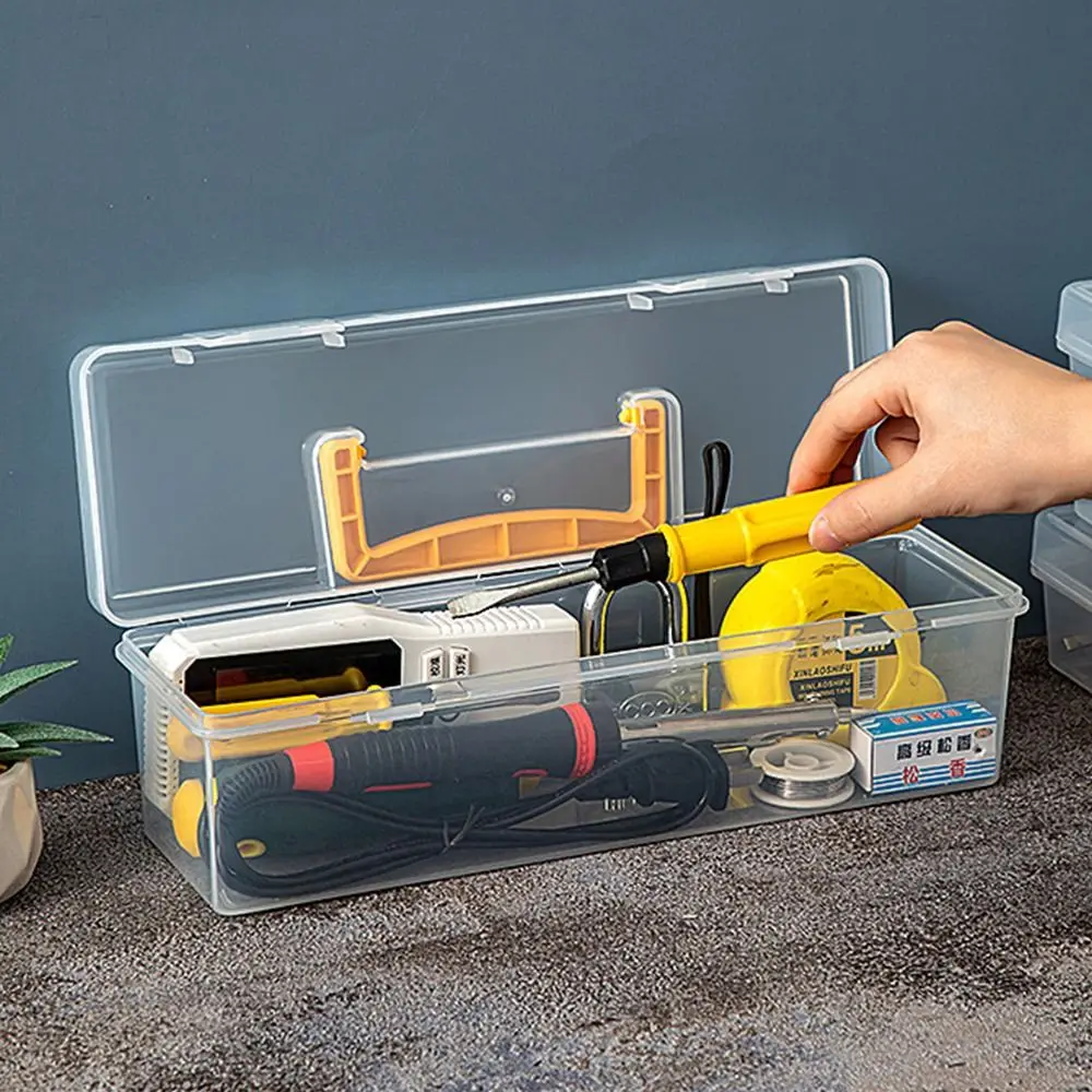 Portable Plastic Parts Hardware Tool Box Tool Organizer Transparent Tool Storage Box Toolbox Household Parts Box Multifuntional