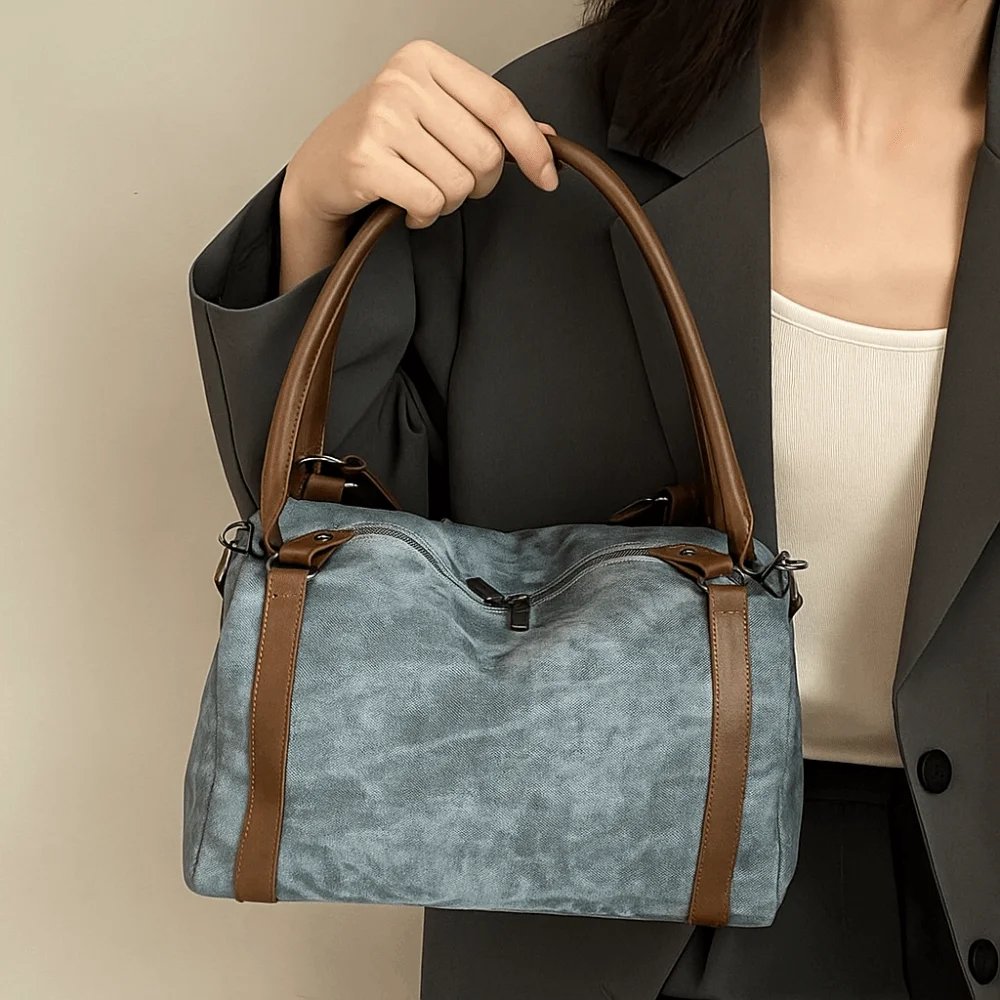 

All-match Korean Style Bowling Shoulder Bag Vintage PU Leather Boston Crossbody Bag Retro Elegant Pillow Handbag Streetwear