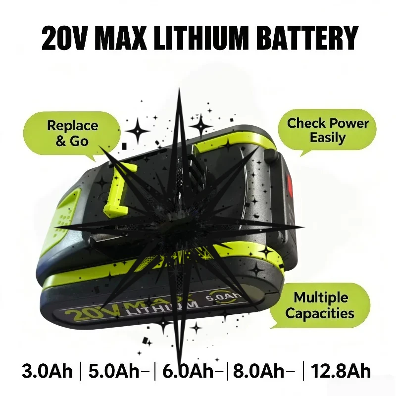 20V 3.0Ah‑12.8Ah Rechargeable Lithium Battery Replacement For Worx WA3551.1 WA3641 WG629E WG546E WX550 Power Tool Battery