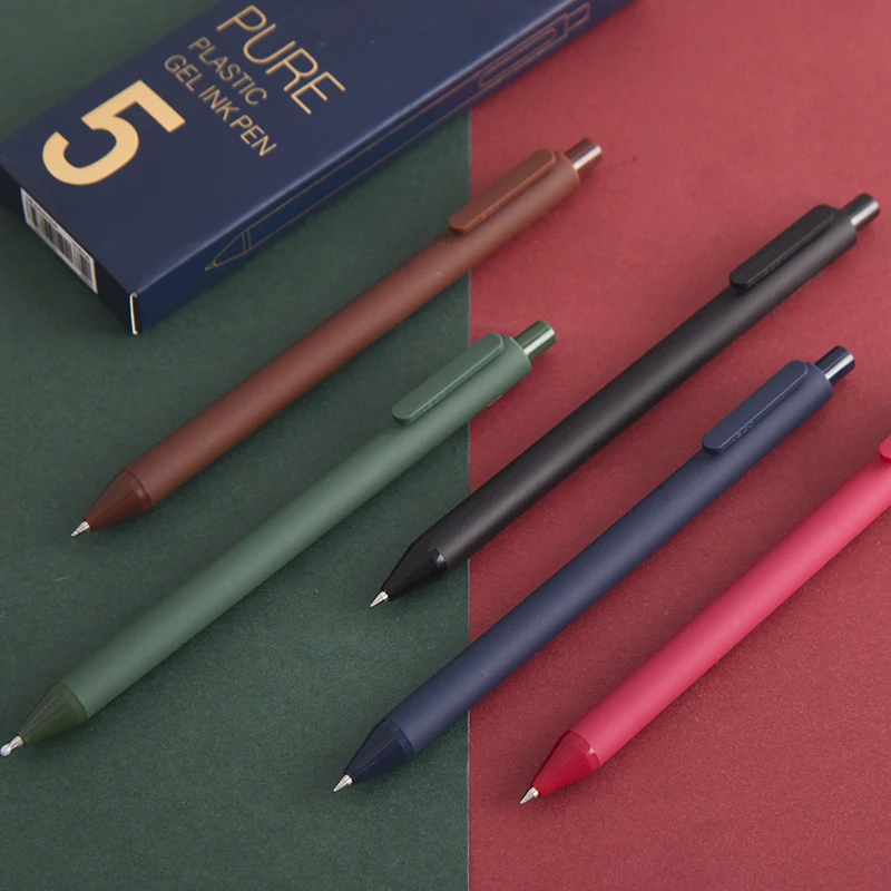 Kaco 5PCS/Set Gel Pen Morandise Macaroon Retro Colors Sign Pen Stationery 0.5MM Color Ink Macaron Pens for School Office