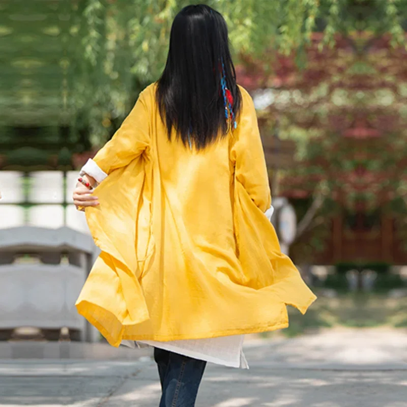 Pop Long Sleeve Vintage Clothes Blouses And Shirts Oversized Women Clothing Cotton And Linen T-shirt Loose Comfortable Overcoa