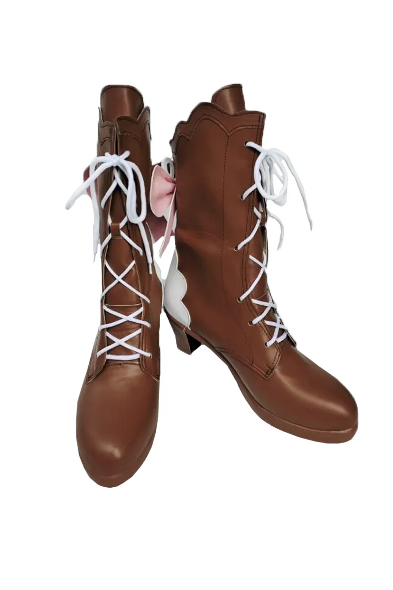 Kamisato Ayaka Shoes Cosplay Game Genshin Impact High-Heeled Leather Boots New Skin Brown Boots