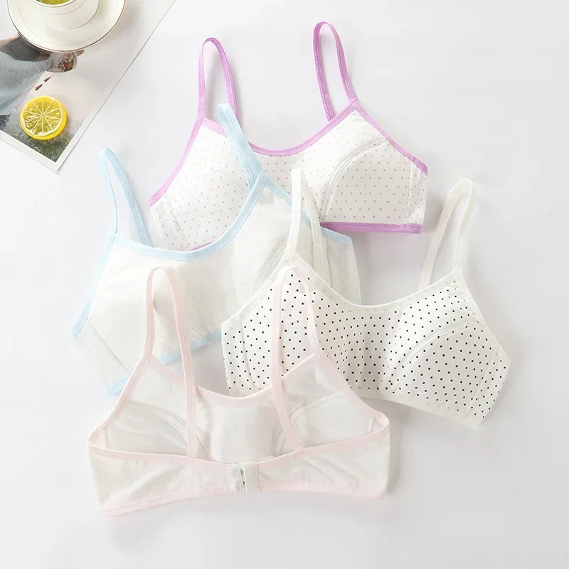 

4 Pcs/Lot Girls Brassiere Cotton Underwear Back Buckle Design Adolescent Girls Training Bras Breathable Teenage Girl Tops Bra