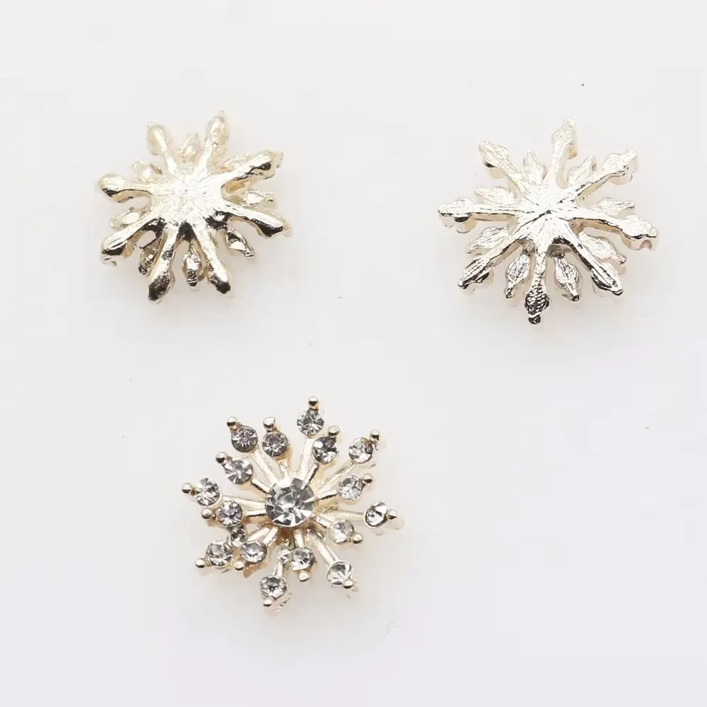 16mm(0.63 inch) 10pcs/lot Small flowers metal Crystal rhinestone BUTTONS Flat Back Embellishment floral center diy Accessories
