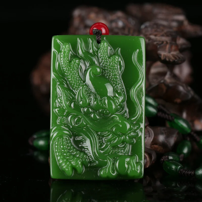 

Xinjiang Hetian Jade Jade Dragon Pendant Spinach Green Atmosphere Fashion Male and Female Dragon Claw Pendant