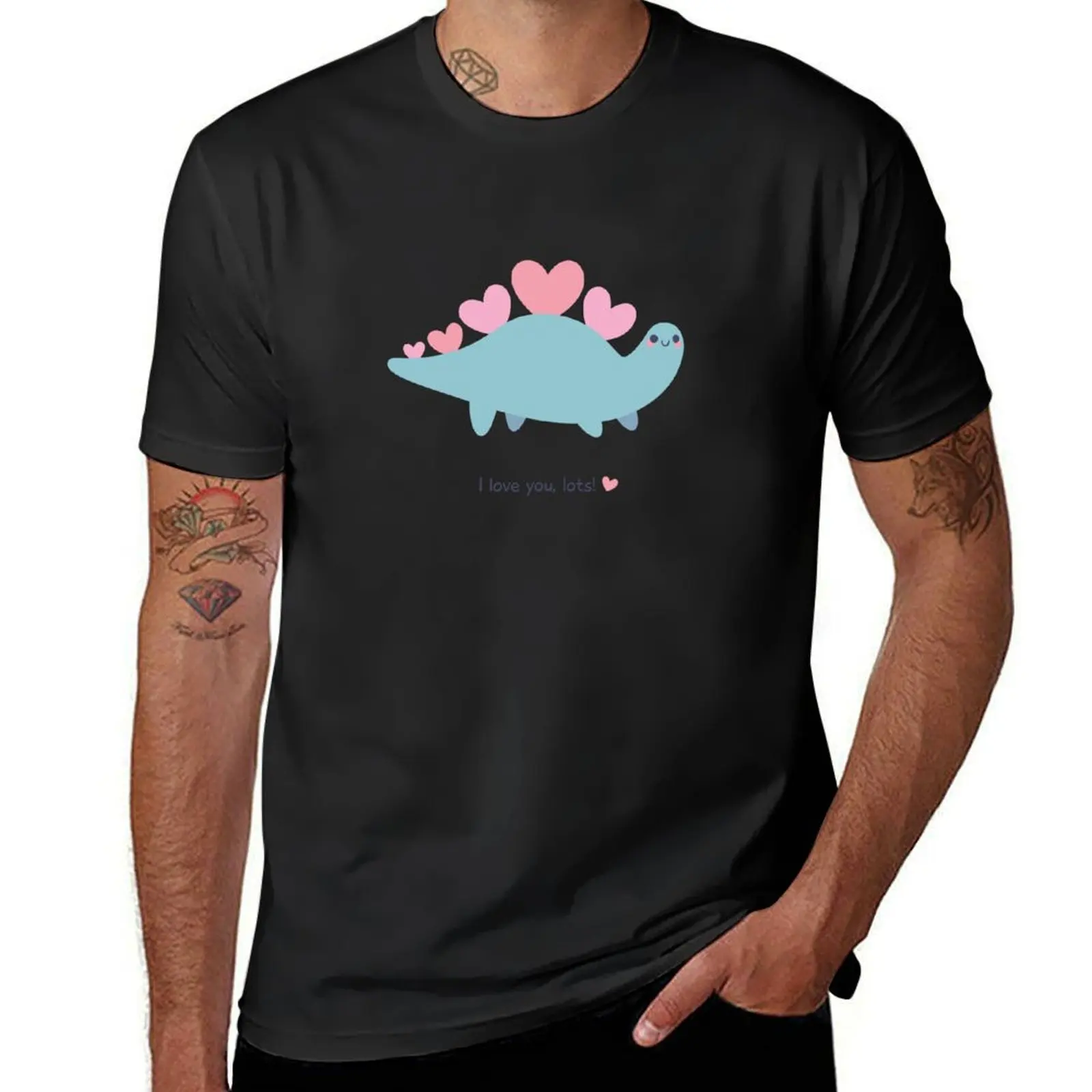 Stegosaurus says I Love You, Lots! T-Shirt tees anime clothes mens white t shirts