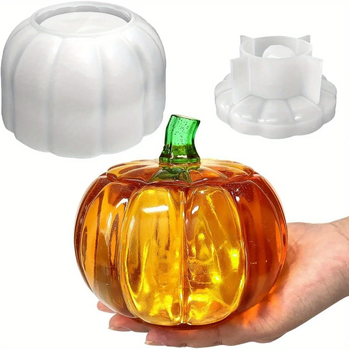 

5-дюймовая большая форма для тыквенной банки, форма для Хэллоуина, силиконовая форма для хранения коробки для смолы, глины, гипсового литья
