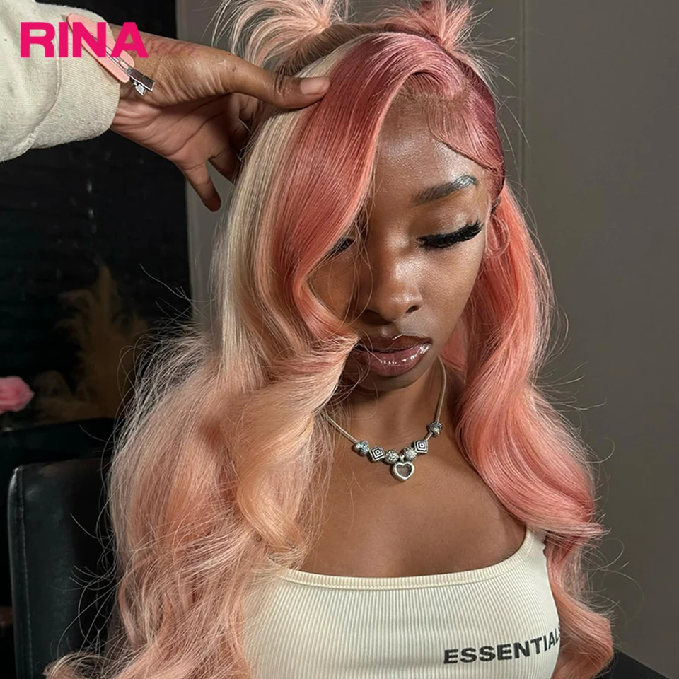 

Ombre Blonde Pink 613 Colored Lace Front Human Hair Wigs 13x6 13x4 30 Inch Pre Plucked Straight Lace Frontal Wig for Women 180%