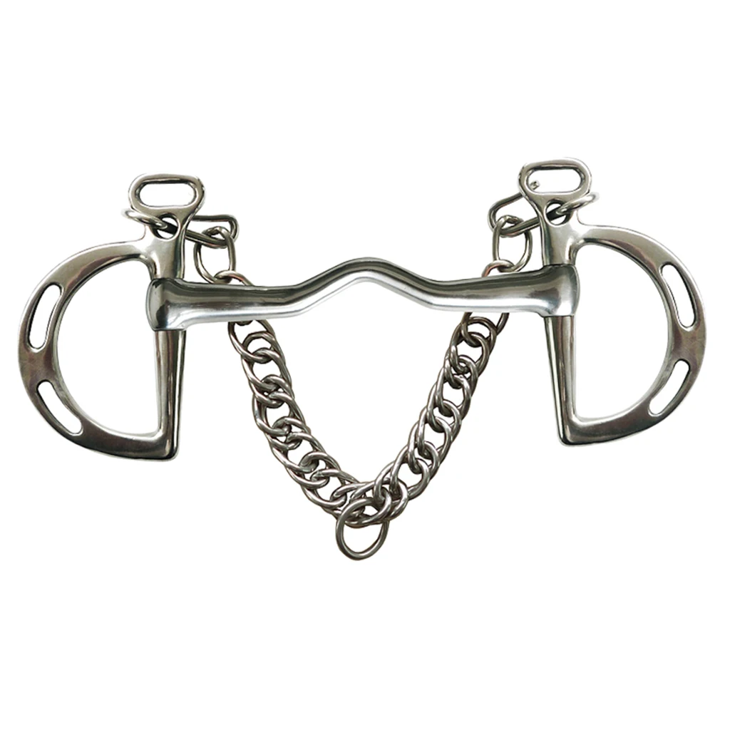 ม้าบิต,สแตนเลส,W/Curb Hooks CHAIN,Silver Trims,แก้มปากสําหรับประสิทธิภาพ Horse Bridle อุปกรณ์การฝึกอบรม