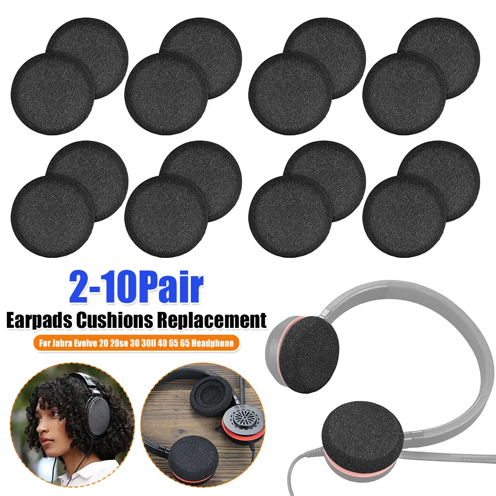 Coussinets de remplacement en mousse pour casques Jabra Evolve 20, 20se, 30, 30II, 40, 65, 65II