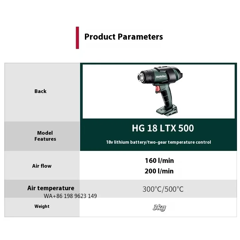 Heavy Duty 18V Industrial Heat TX500 Temperature Adjustable Hot Air for Plastic Welding Baking and Multi-Purpose Repair