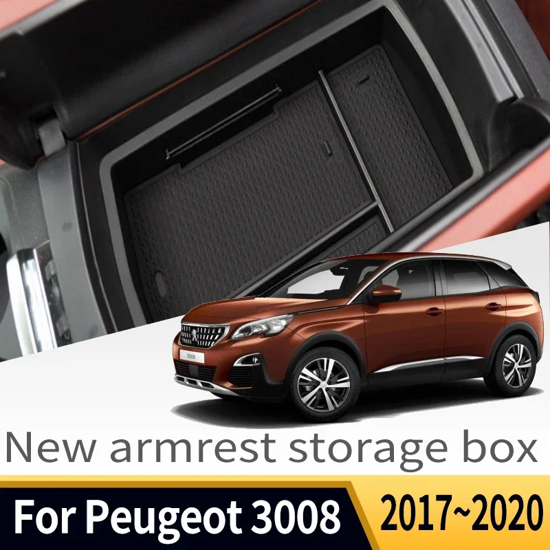 

Auto Parts Suitable For Peugeot 3008 2017~2020 2019 Car Central Control Armrest Box Storage Box Multifunctional Accessories Tool