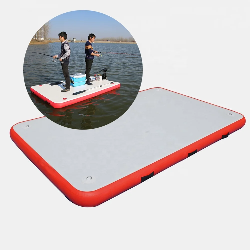 Plataforma flotante inflable durable de la pesca del muelle con la escalera