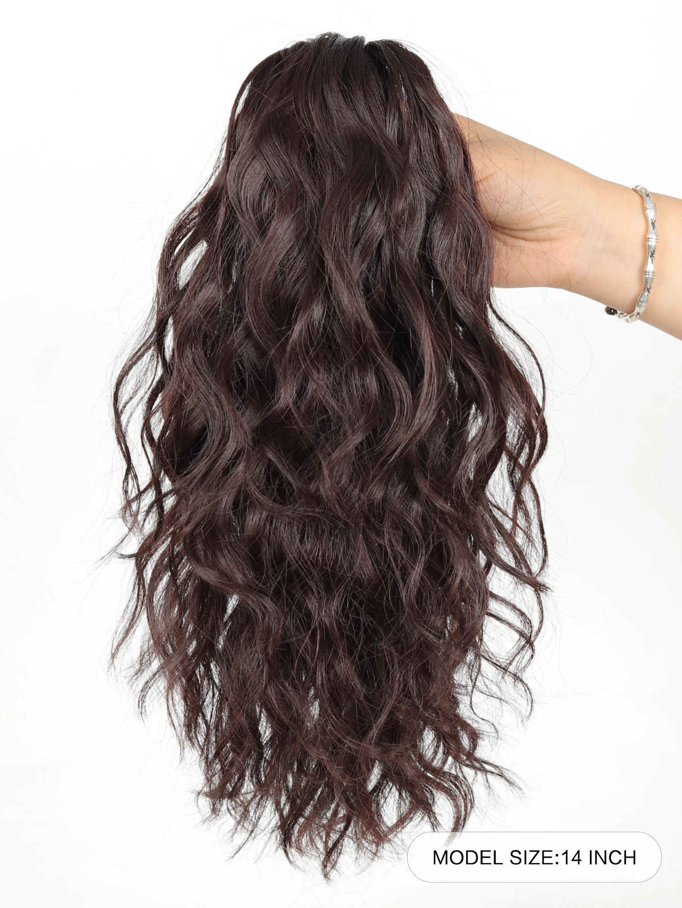 Yelowtim الاصطناعية مجعد الشعر التمديد 12 بوصة مخلب الرباط ذيل حصان خصلات شعر وهمية متوسطة براون مزيج التبييض شقراء #3