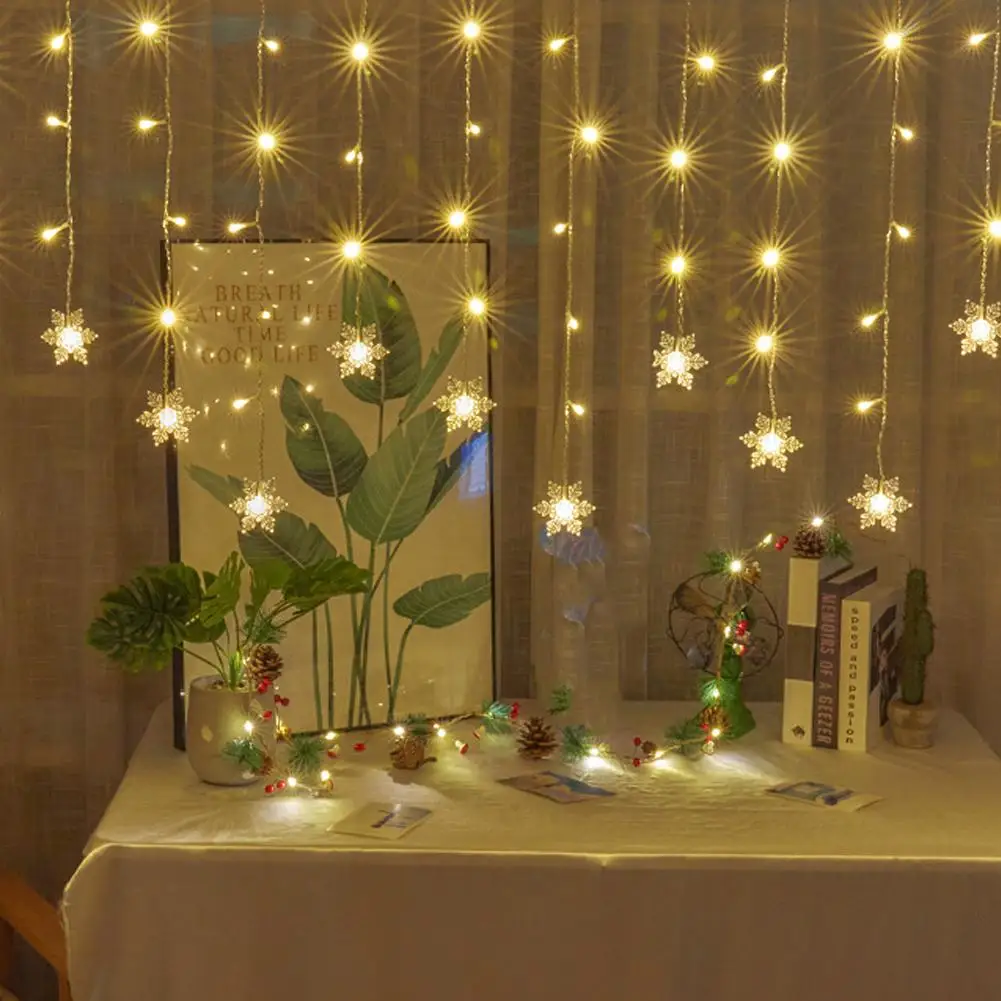 عيد الميلاد ندفة الثلج LED أضواء الستار 8 طرق المكونات في سلسلة أضواء للمنزل نافذة شجرة عيد الميلاد عطلة لوازم ديكور الحفلات #4