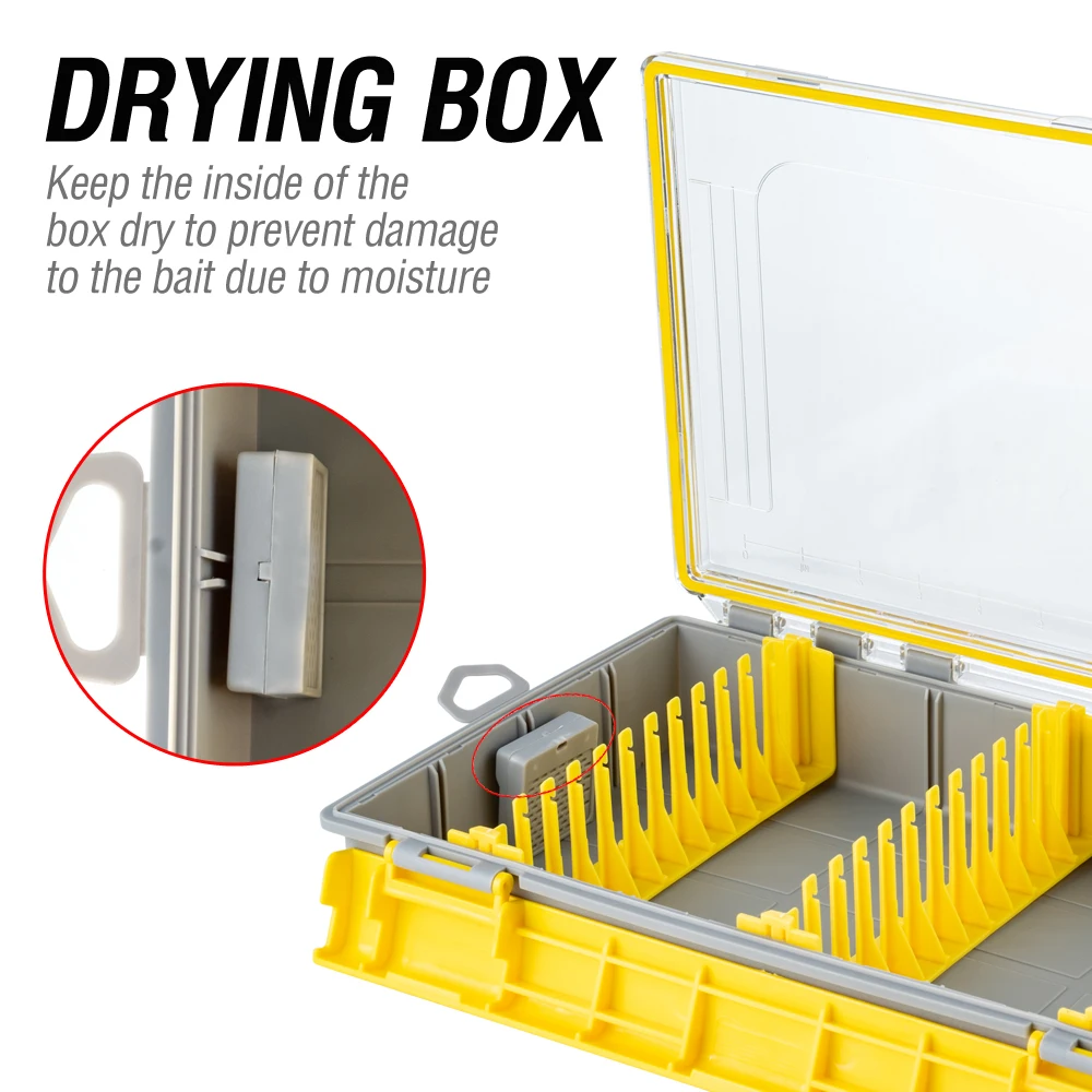 صندوق تخزين أدوات صيد السمك مقاوم للصدأ ومقاوم للماء مع قسم قابل للتعديل قطعة واحدة منظم طعم الصيد مع مقياس