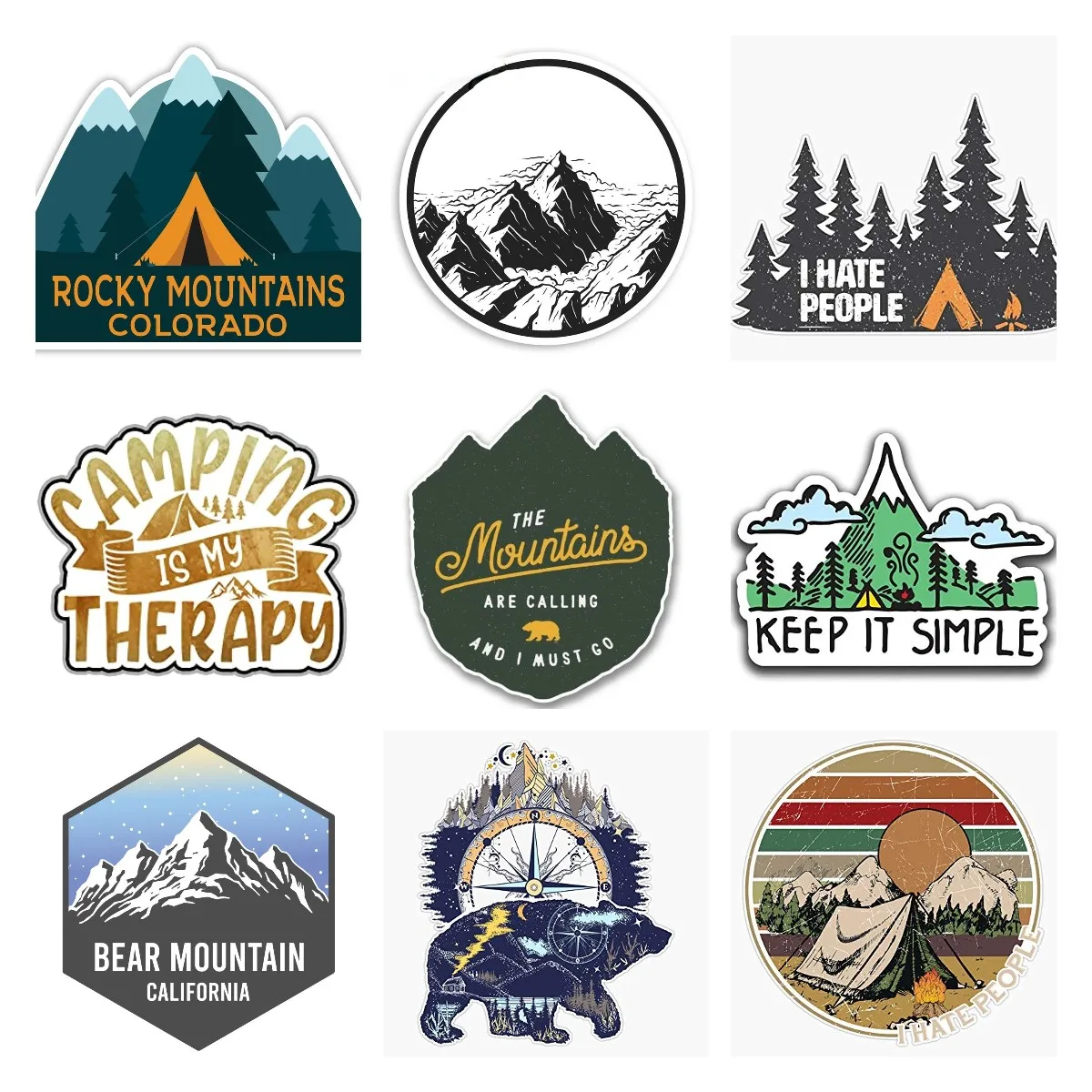 The Mountains Are Calling Vinyl Sticker Love Camping Decal Climbing Waterproof Sticker Decor